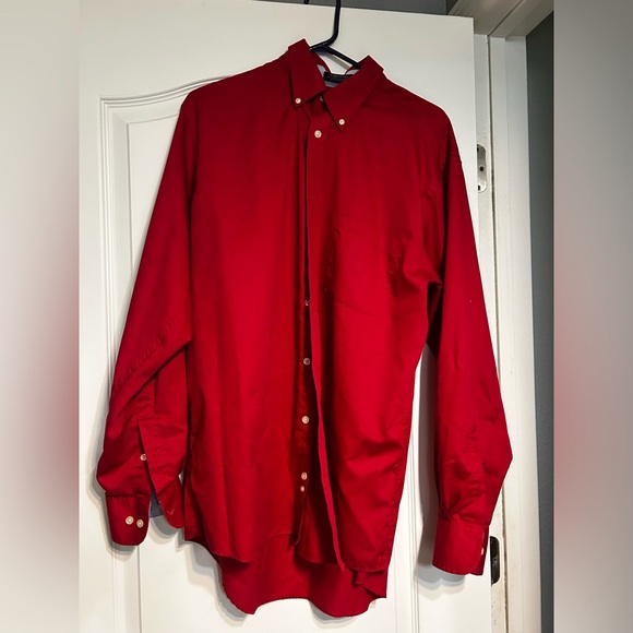 Men red Chaps button down shirt - Picture 2 of 5